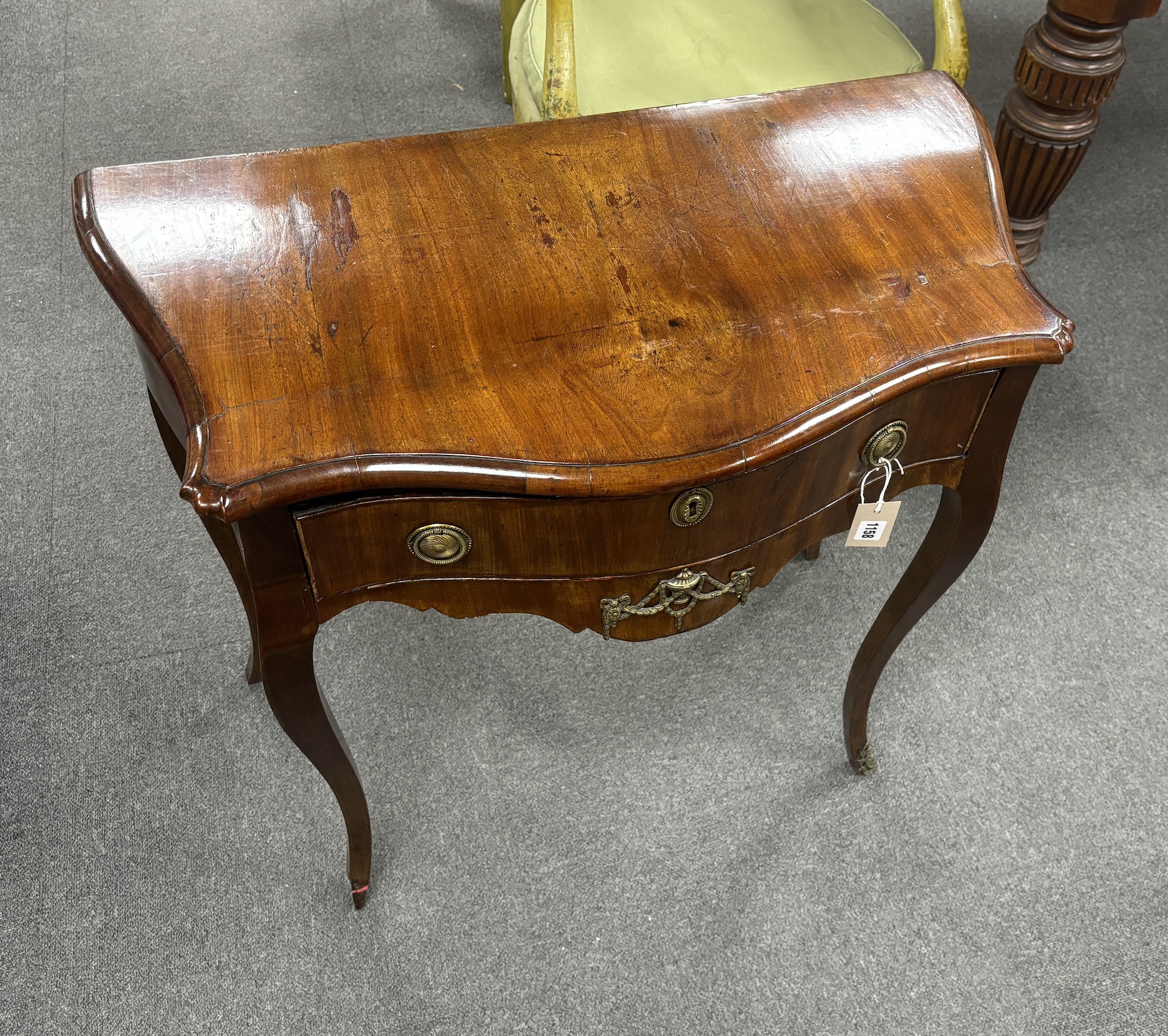 An 18th century Dutch walnut side table, width 76cm, depth 39cm, height 73cm